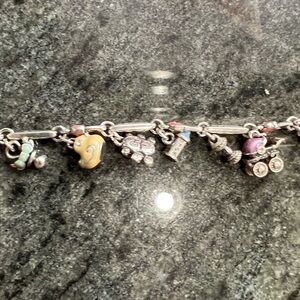 Authentic Brighton .Silver and Yellow Charm Bracelet with Intricate Designs